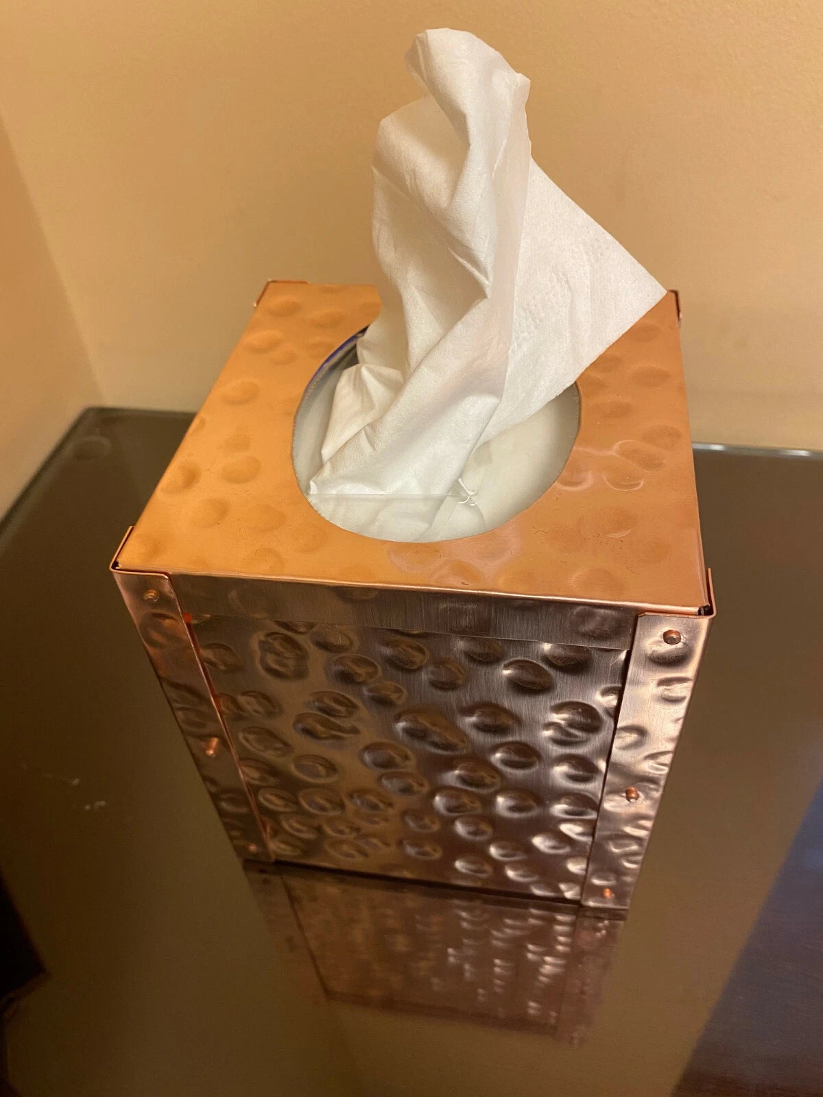 Hammered Solid Copper Tissue Box Holder Square Cube Facial Tissue Box Cover | eBay