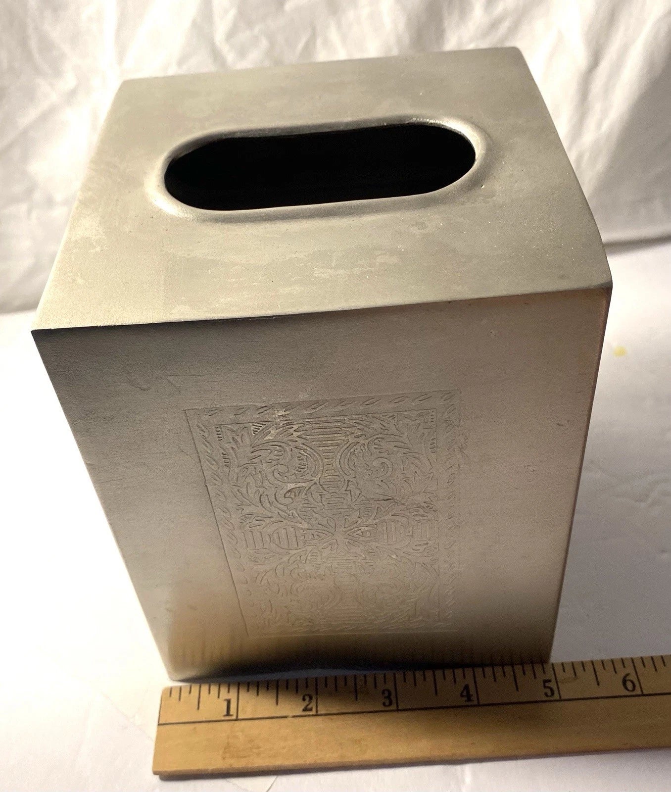 Silver Metal Tissue Box Cover With Design On 2 Sides | eBay