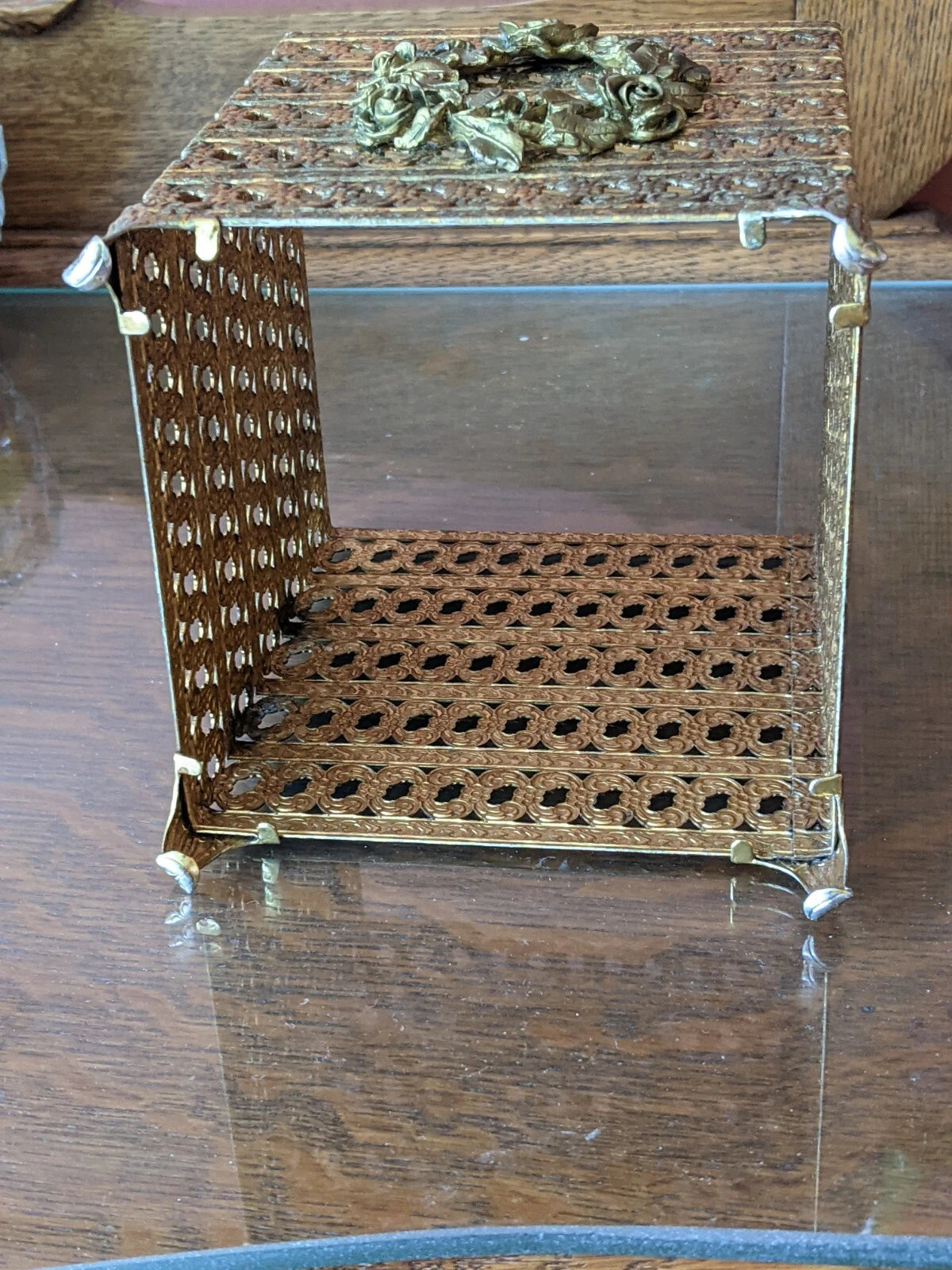 Hollywood Regency Gold Tone Filigree Tissue Box Holder With Floral Pattern VTG | eBay