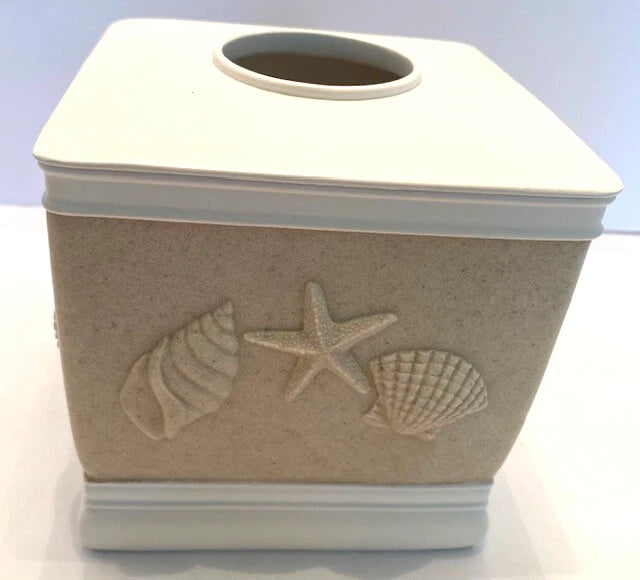 Heavy Resin Beige/Ivory Seashell Tropical/Beach 5.25" Tissue/Kleenex Box Cover | eBay