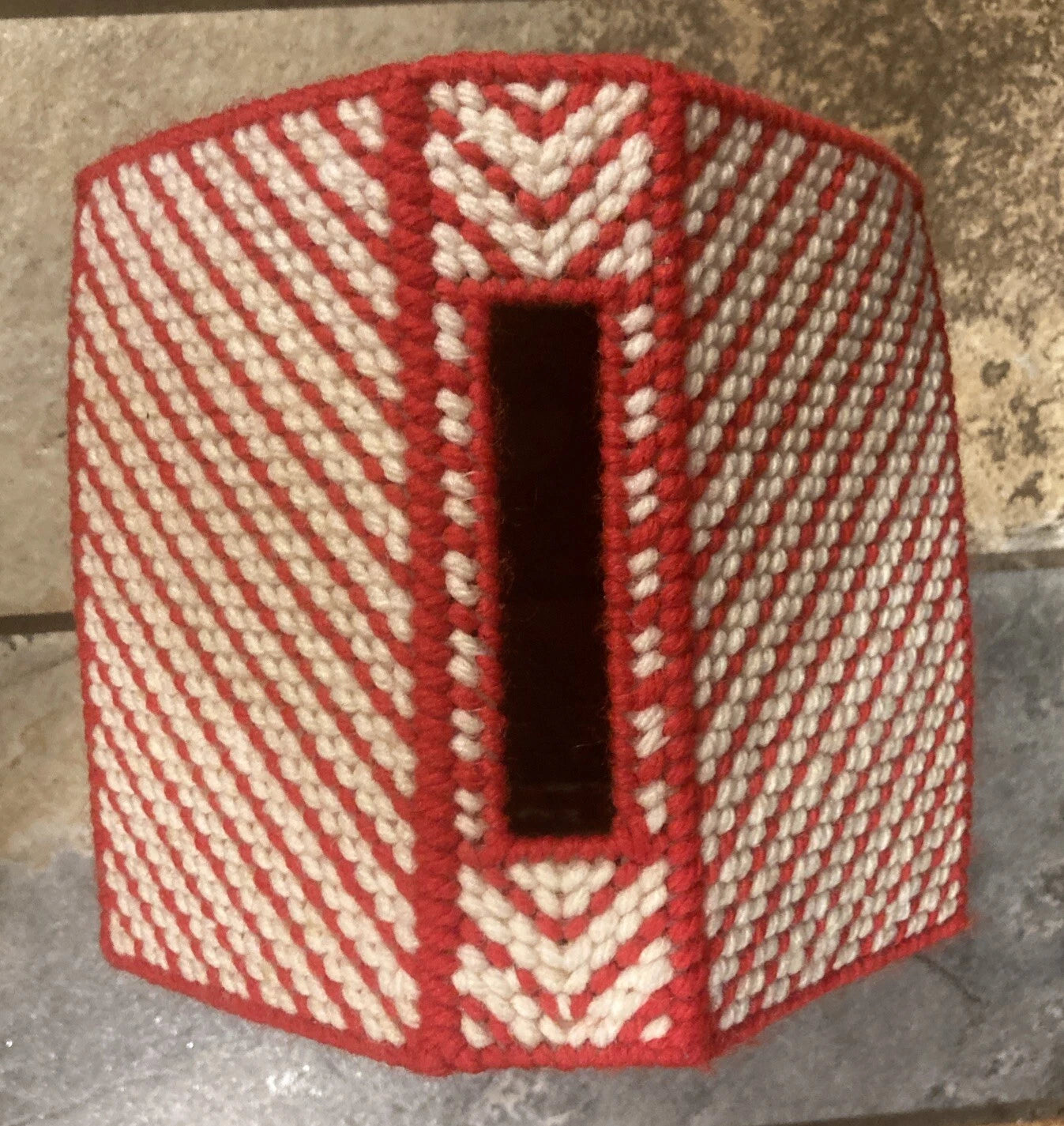 Vintage Christmas Santa & Candycanes Holiday House Needlepoint Tissue Box Cover | eBay