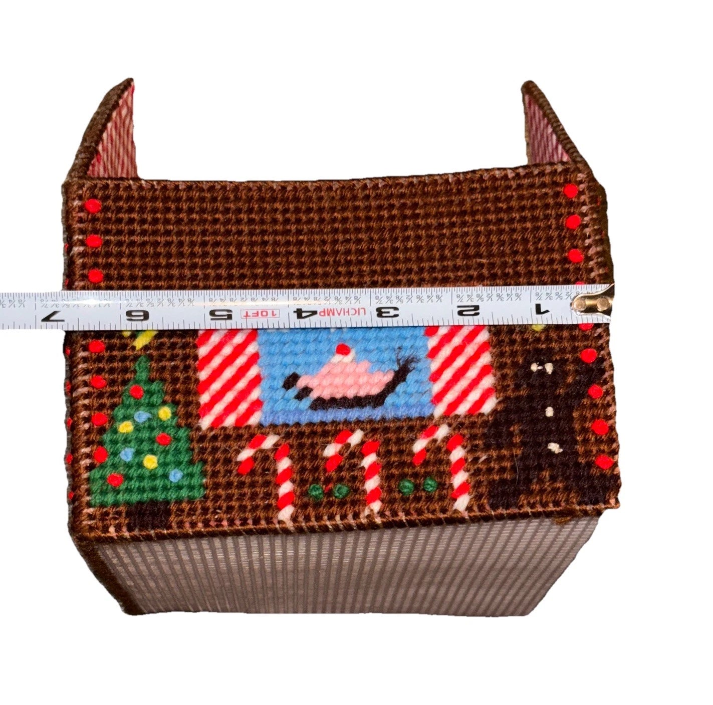 Handmade Plastic Canvas Needlepoint Christmas Tissue Box Holder Gingham Holiday | eBay