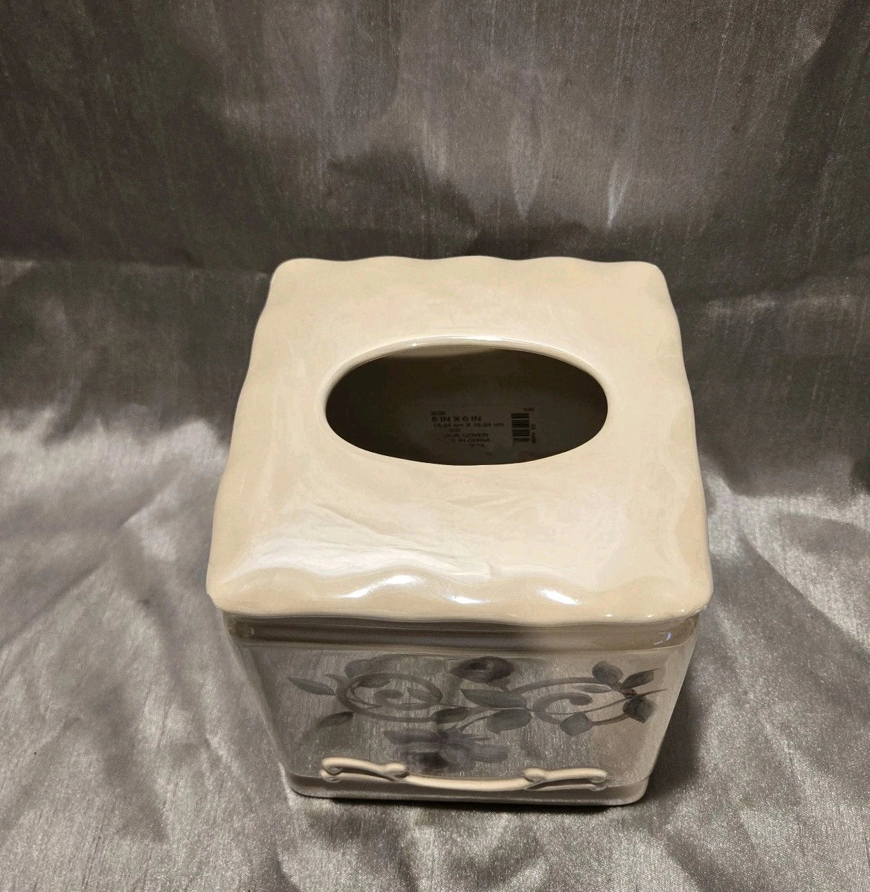 Crosscil TISSUE BOX COVER CASSIS CERAMIC FLORAL 6x6x6" | eBay