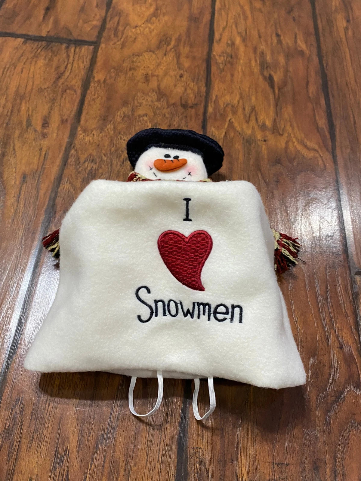 I Love Snowmen Tissue Box Cover Fabric White With Scarf Embrodered | eBay