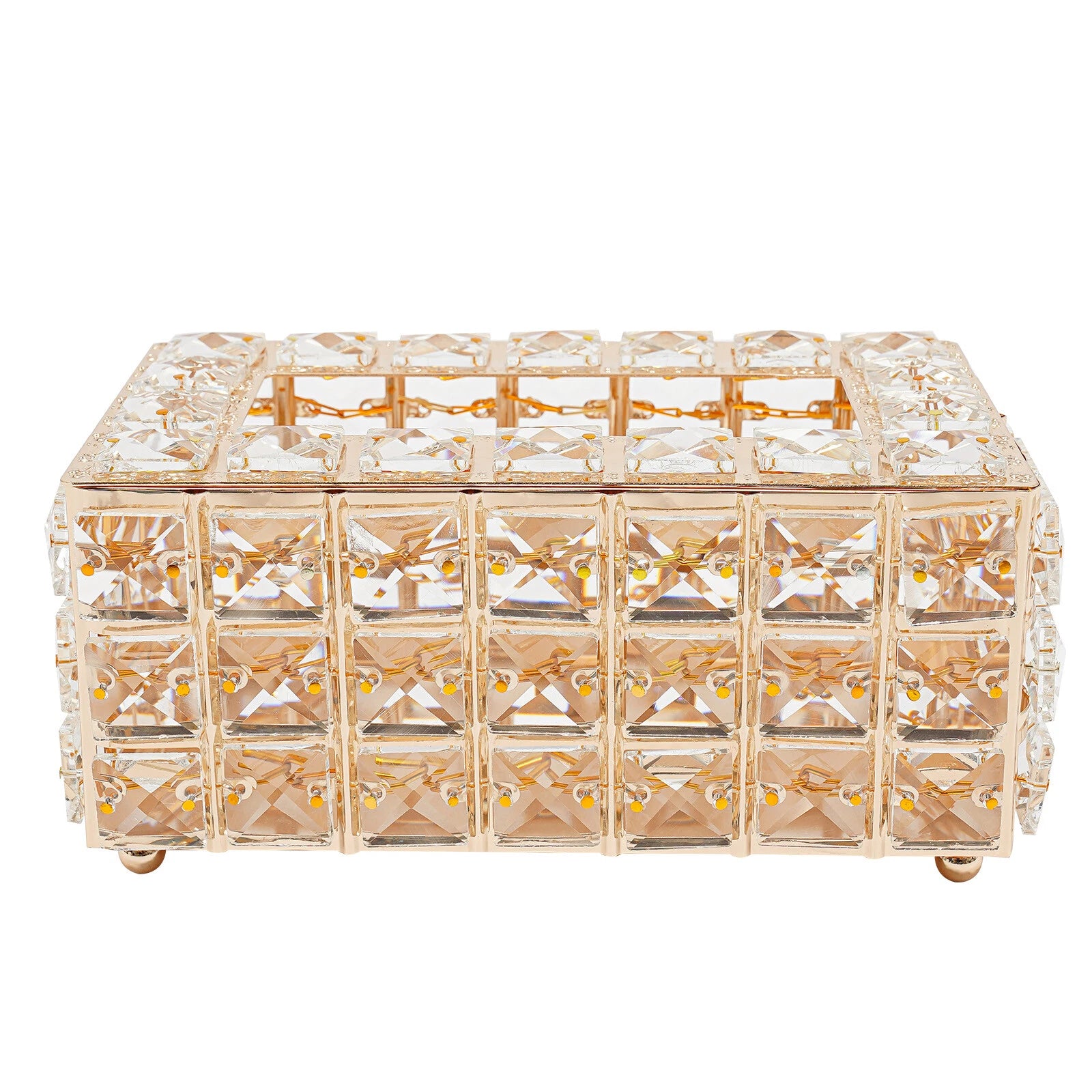Tabletop Crystal Tissue Box Gold Paper Box Home Crystal Napkin Holder Round Pad | eBay