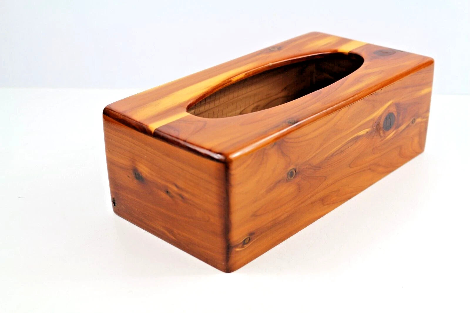 Vintage Cedar Wood Tissue Box Cover 10-1/2" X 5-3/8" X3-5/8" Oval Opening | eBay