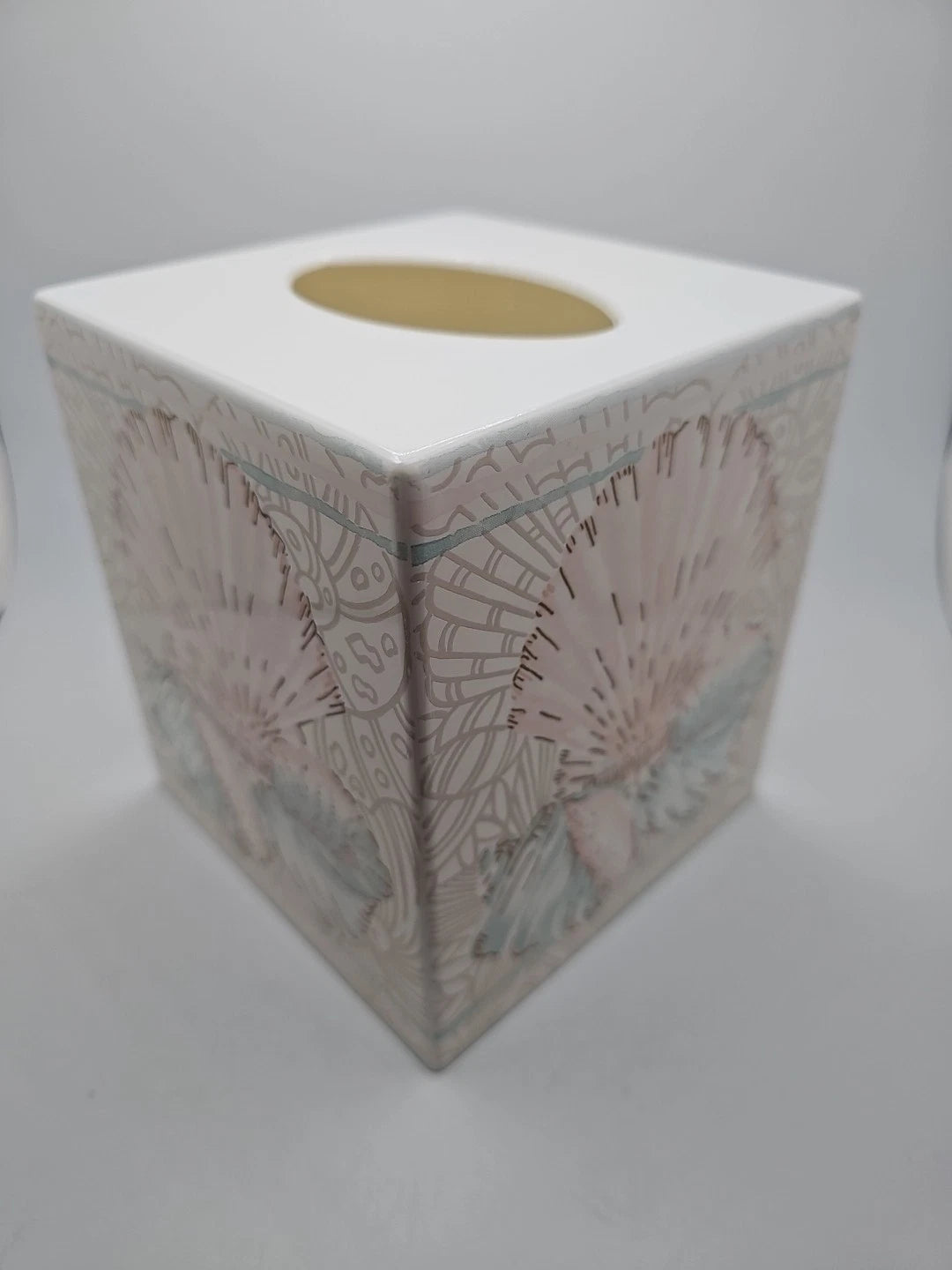 Vintage 80s JCPenney Pink Blue Seashell Acrylic Tissue Box Square | eBay