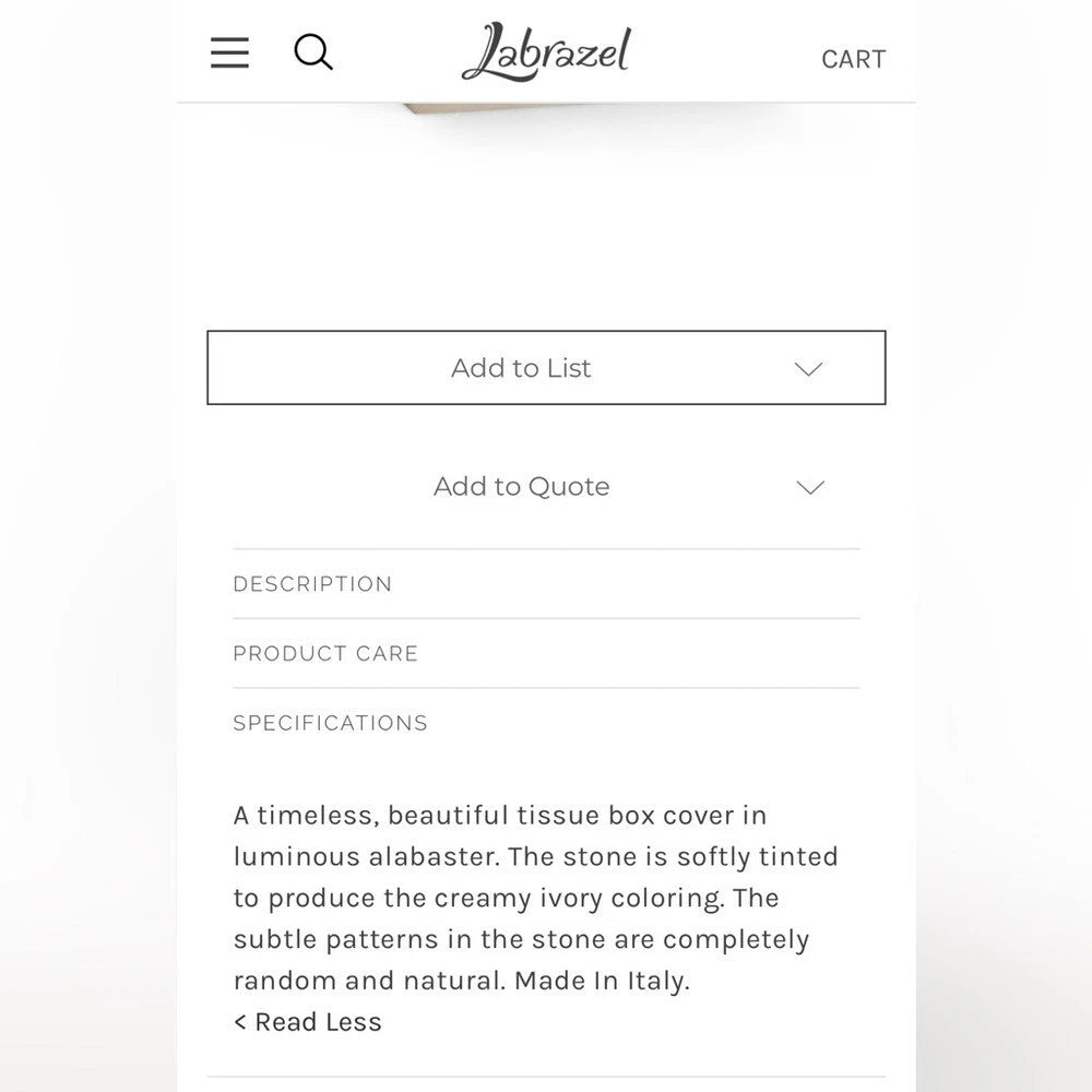 LABRAZEL Luxury Tissue Box/Tissue Cover Alisa Cream in Alabaster Made in Italy | eBay