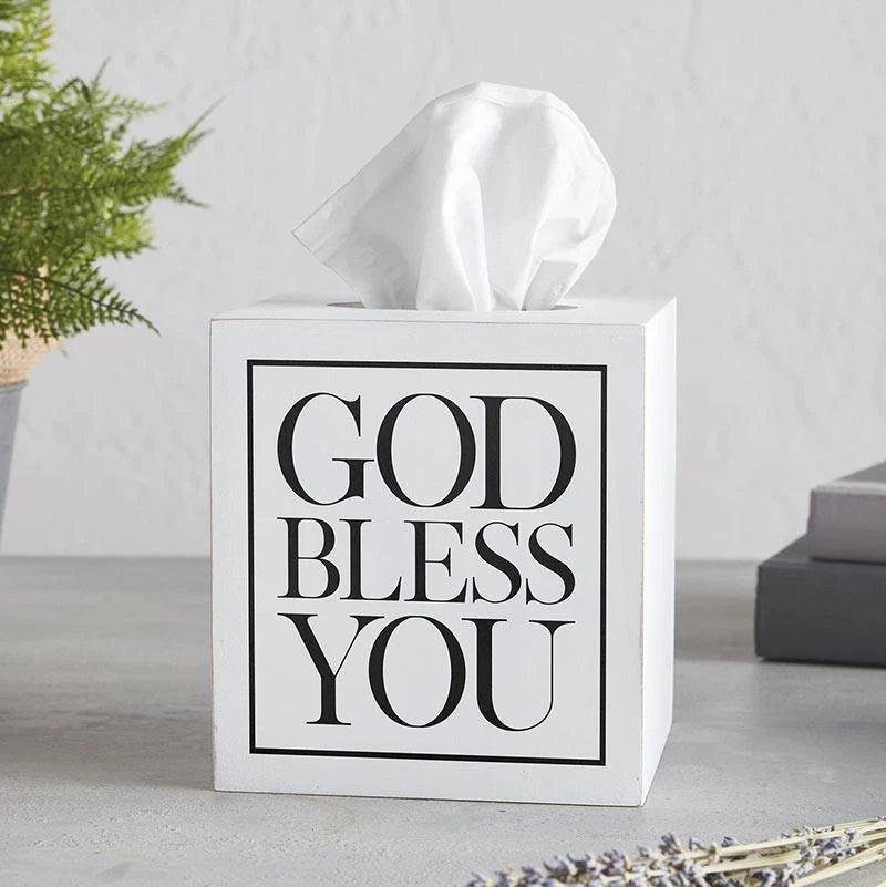 Square Tissue Box Cover White with Black Text Size 5.5in SQ x 5.75in H Pack of 2 | eBay