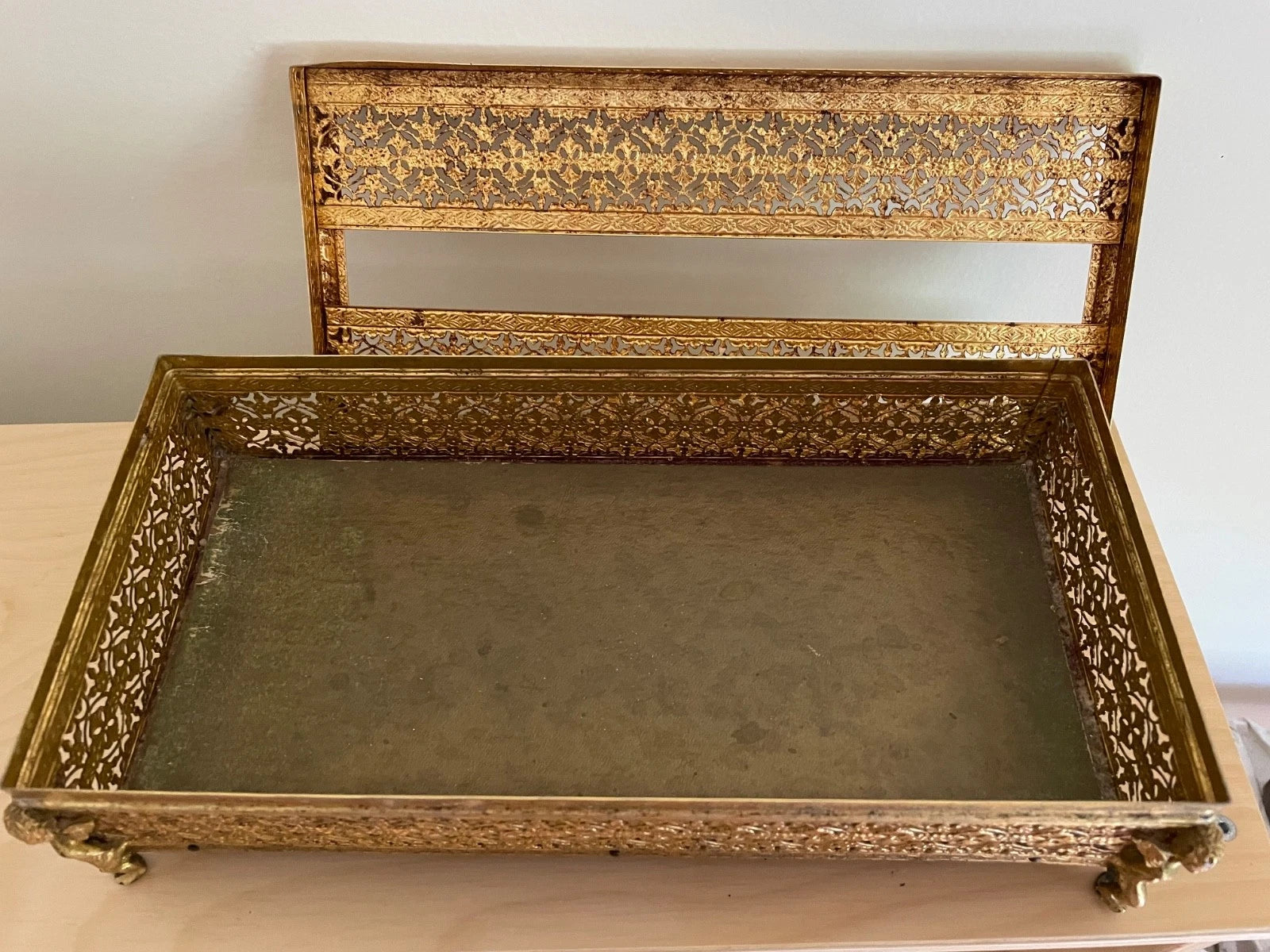 Vintage Gilt Filigree Metal Tissue Box Winged Cherub Feet Mid Century Modern | eBay