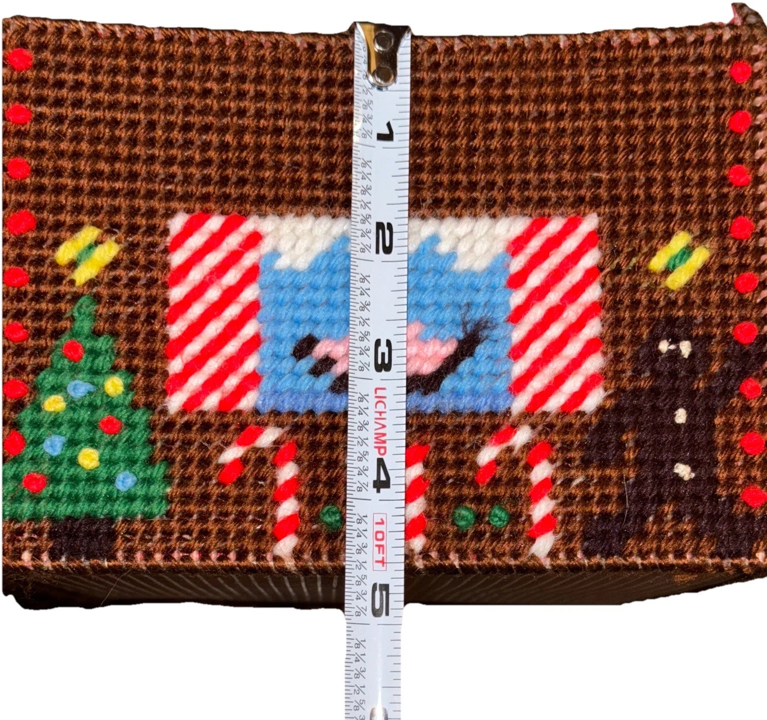 Handmade Plastic Canvas Needlepoint Christmas Tissue Box Holder Gingham Holiday | eBay