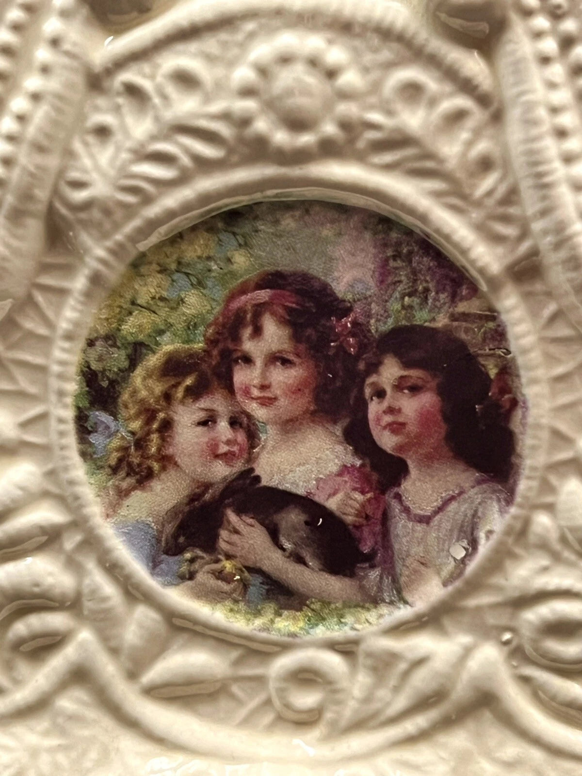 Vintage Ivory Ceramic Hand Painted Tissue Box Holder Victorian Ladies | eBay