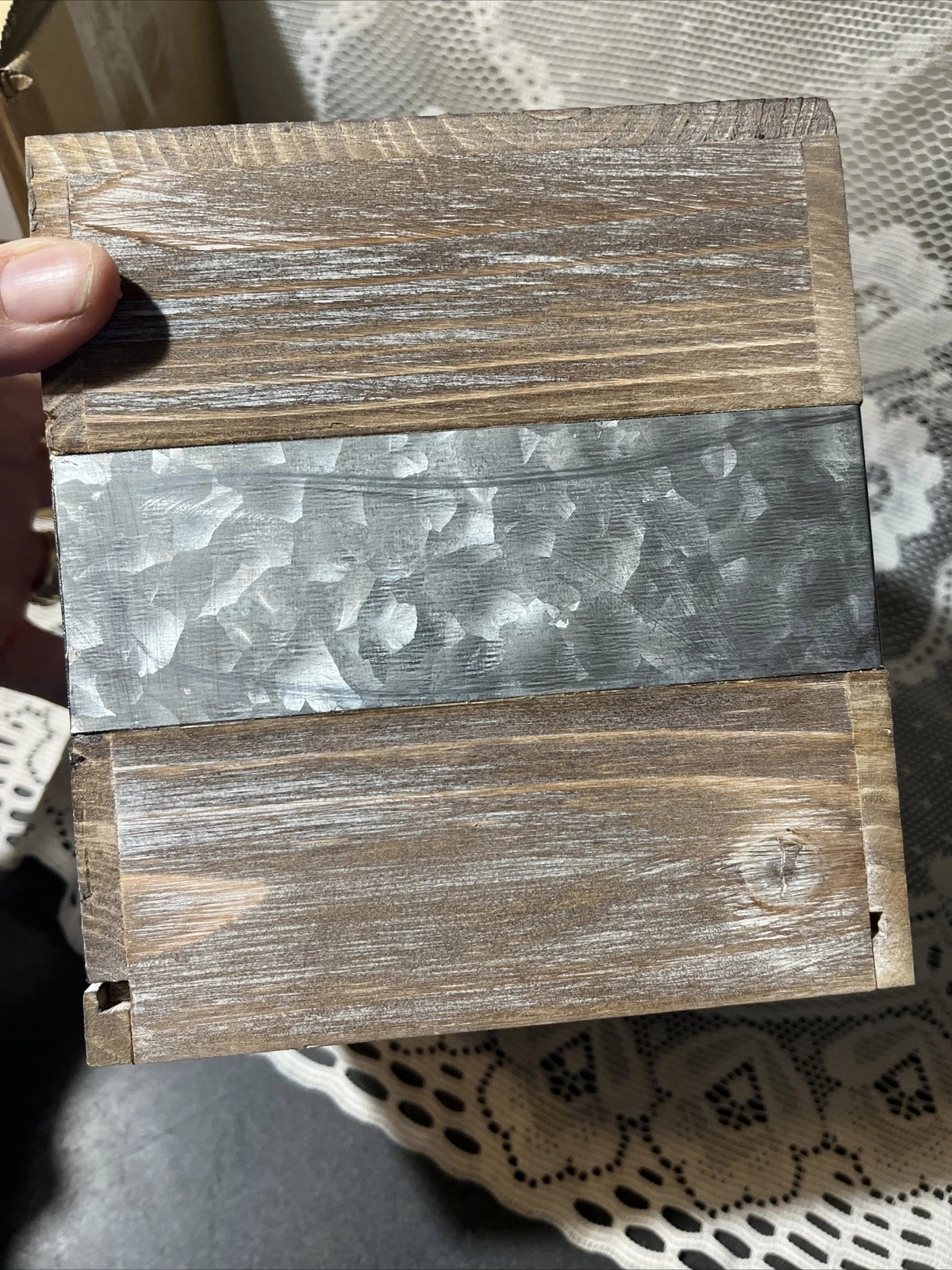 Rustic Metal and Distressed Wood Square Tissue Box Cover Barnyard Designs New | eBay