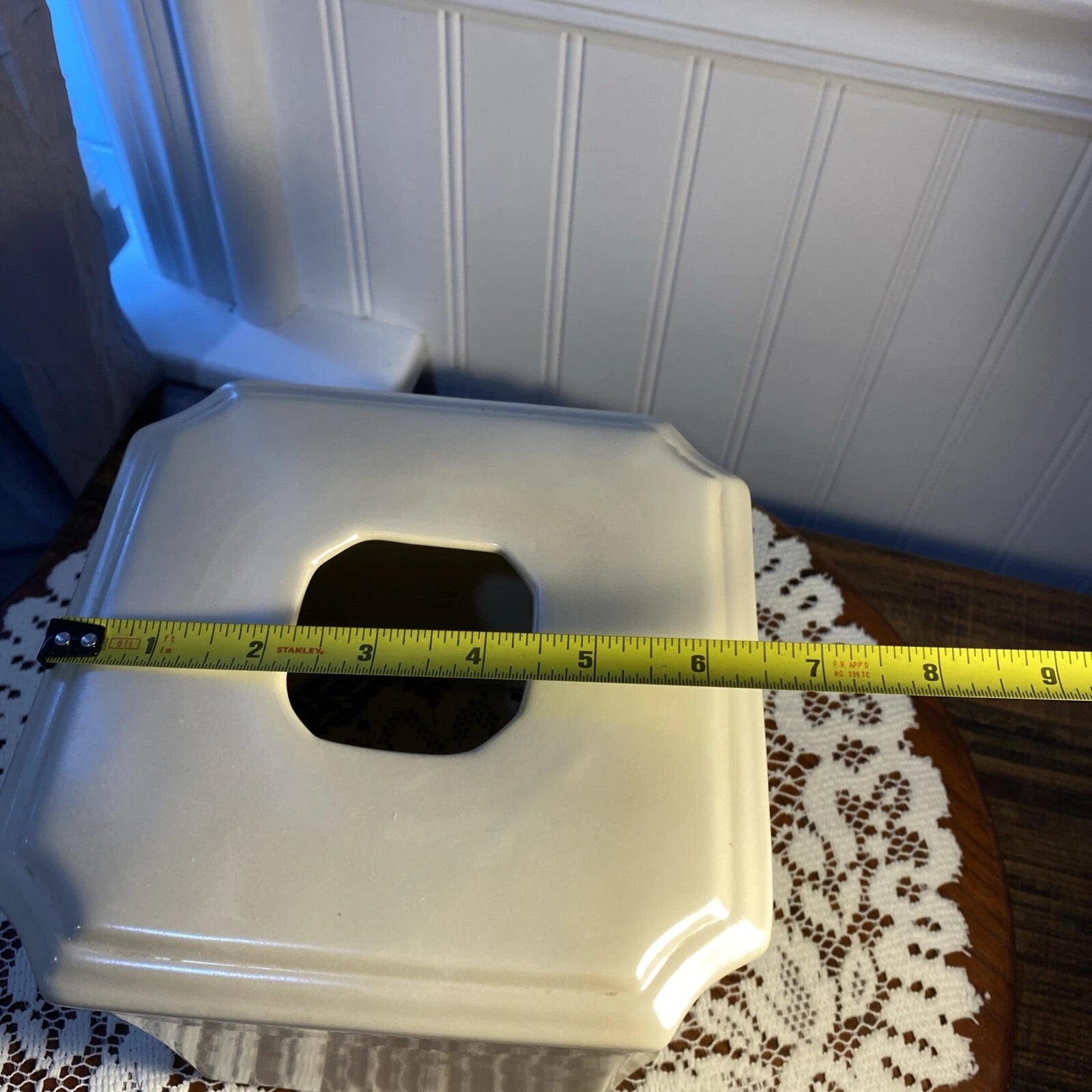 Cream Tissue Box Cover Stoneware 6” T X 6.50” W | eBay