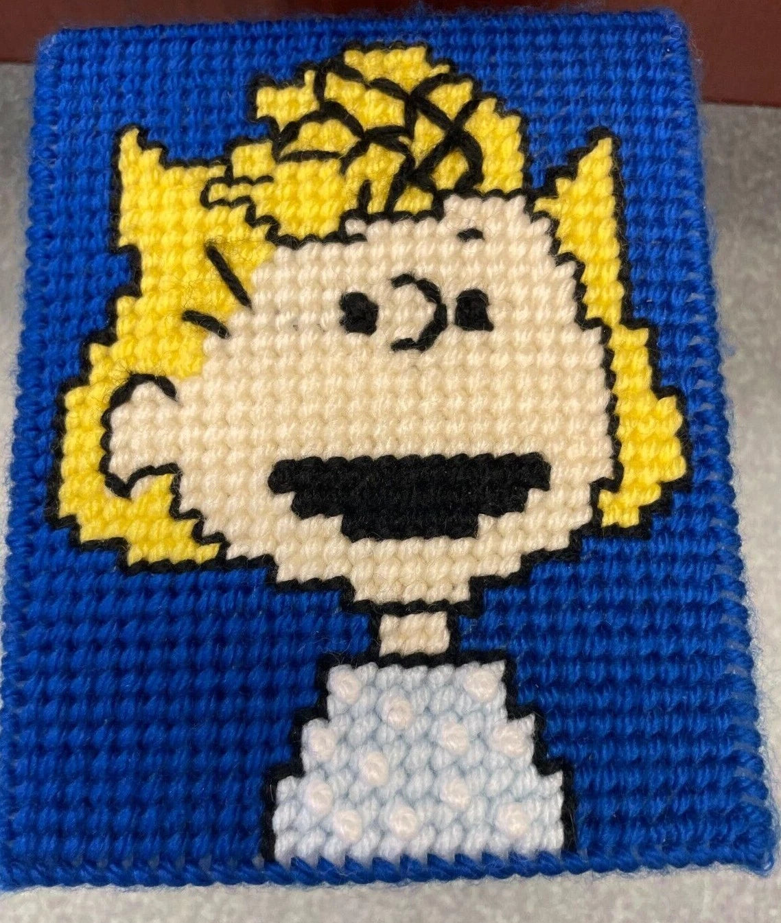 Peanuts Lucy Handmade 5.5" Plastic Canvas Tissue Box Holder Sewn Blue | eBay