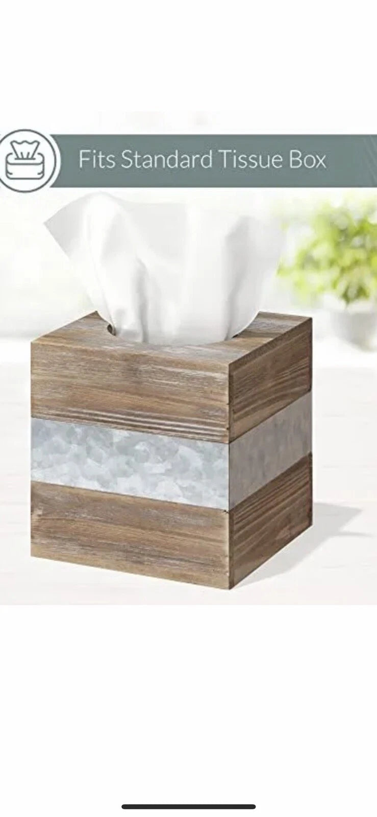 Rustic Metal and Distressed Wood Square Tissue Box Cover Barnyard Designs New | eBay