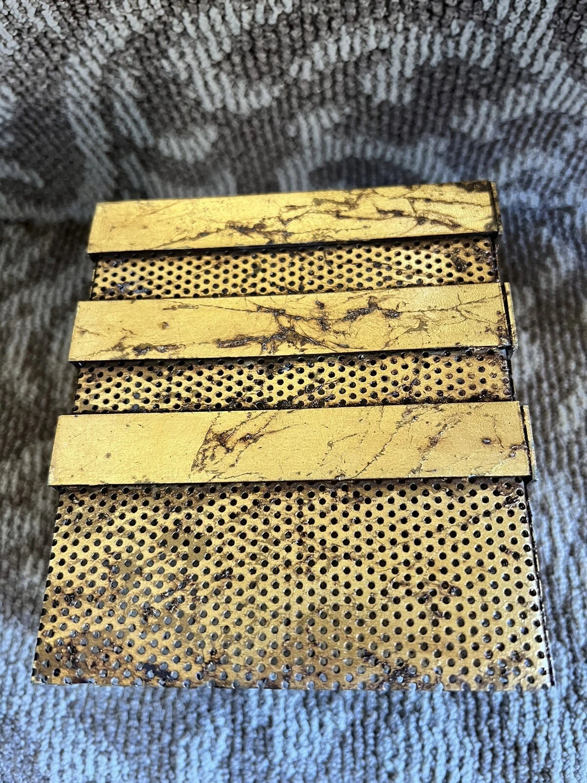 Vintage MCM Hollywood Recency Aged Gold Metal Square Tissue Box Cover | eBay