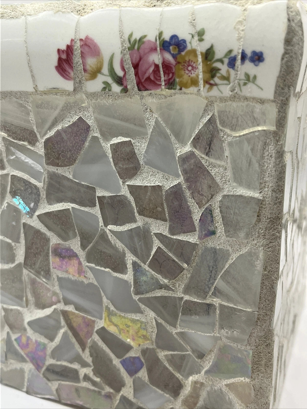 Mosaic Clear Glass Square Tissue Box Cover Roses | eBay