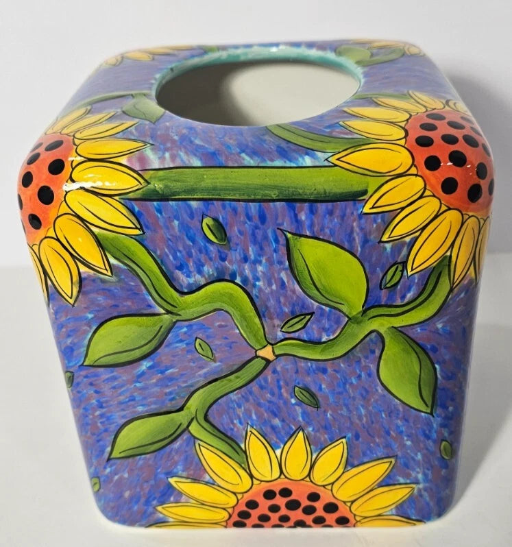 NIB VTG Terri Kern Designs Ceramic Tissue Cover Sunflower 2005 Bright Colors | eBay