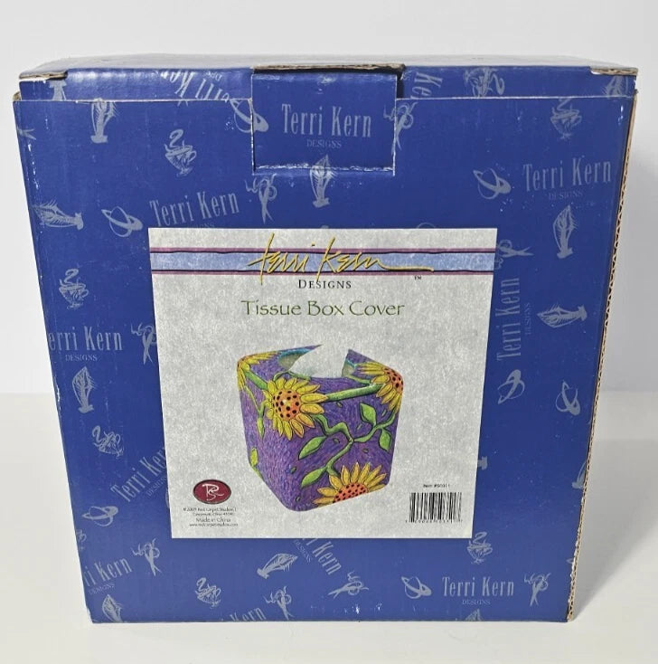 NIB VTG Terri Kern Designs Ceramic Tissue Cover Sunflower 2005 Bright Colors | eBay