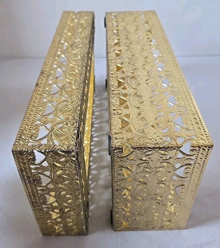 Vintage Hollywood Regency Brass Tissue Box Cover Ornate Filigree Mesh Lid Vanity | eBay