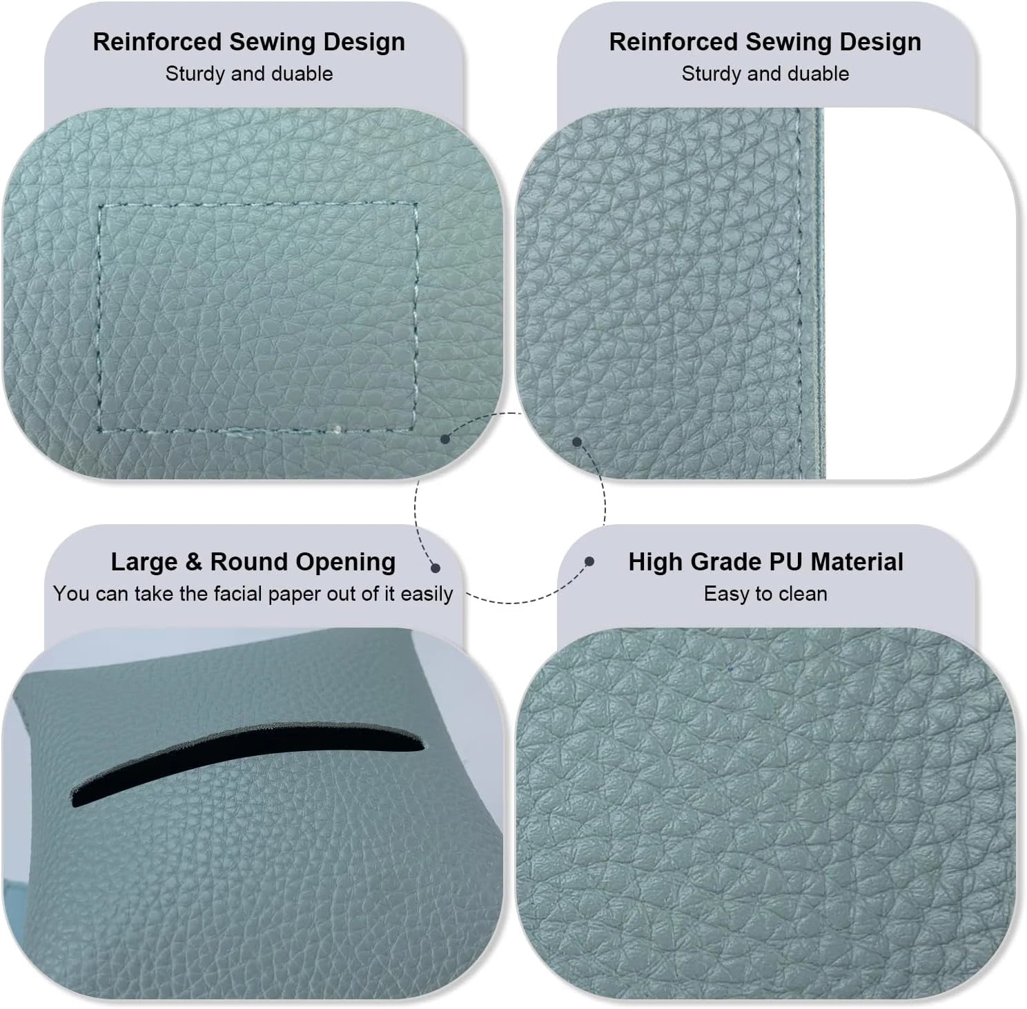 Tissue Box Cover 5X5X5'' PU Leather Tissue Holder Square 1Pack Light Blue | eBay