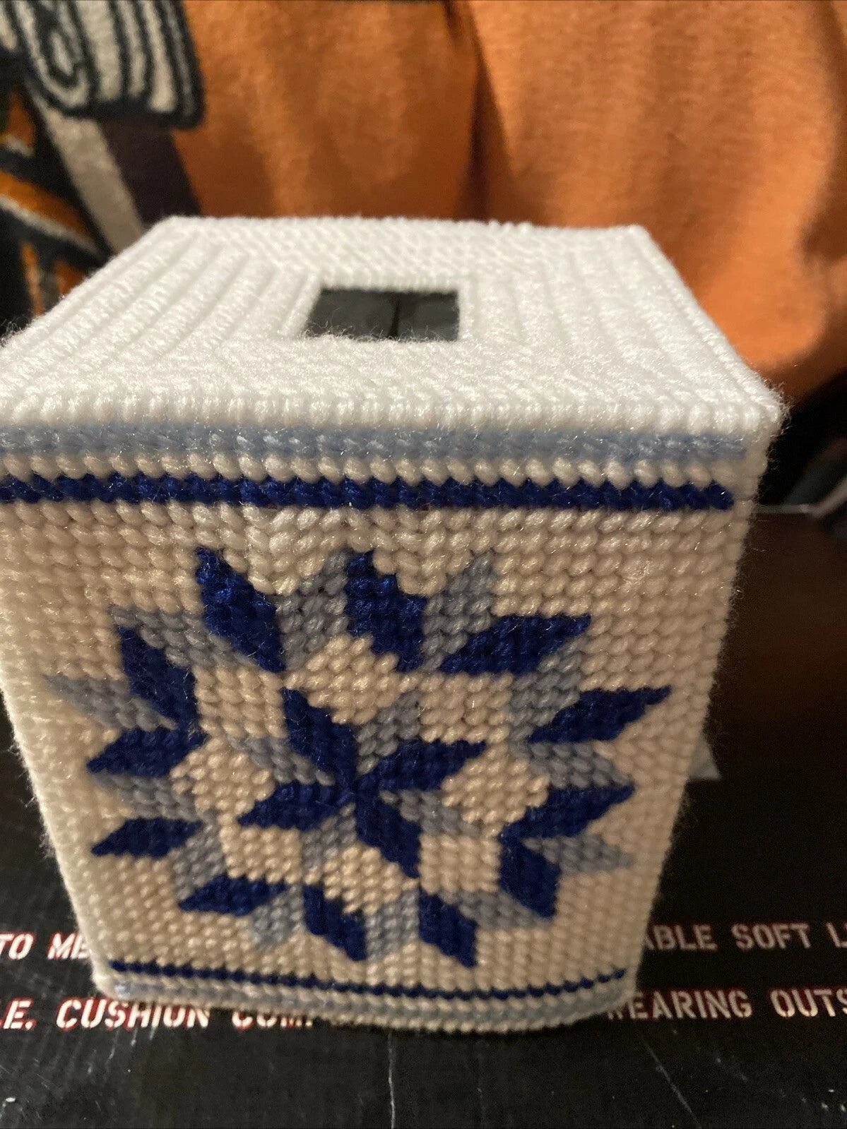 Handmade Tissue Box Cover Two- Tone Blue Abstract Design. New | eBay