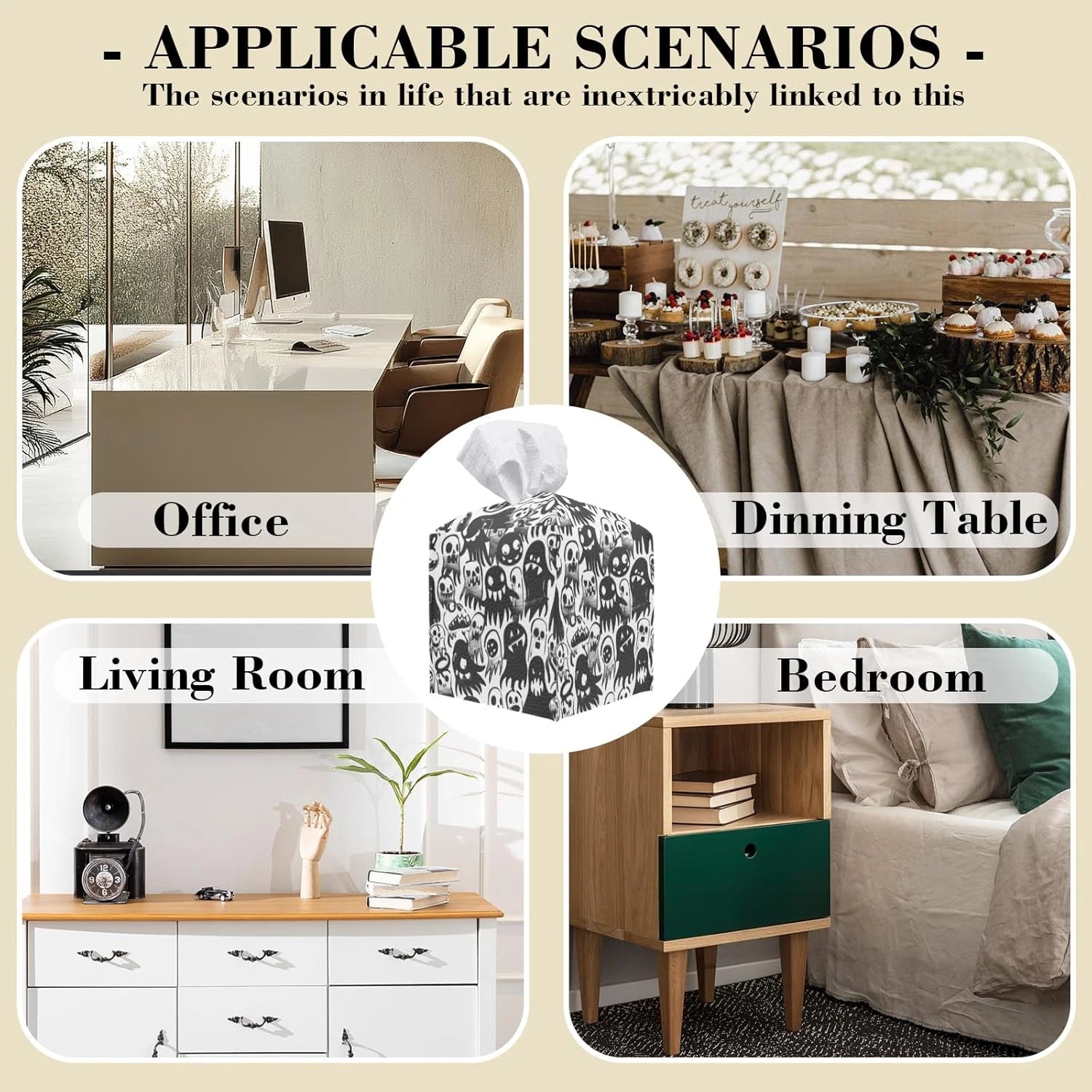 Halloween Ghosts Tissue Box Cover, Tissue Box Cover Square, Decorative Facial Pa | eBay