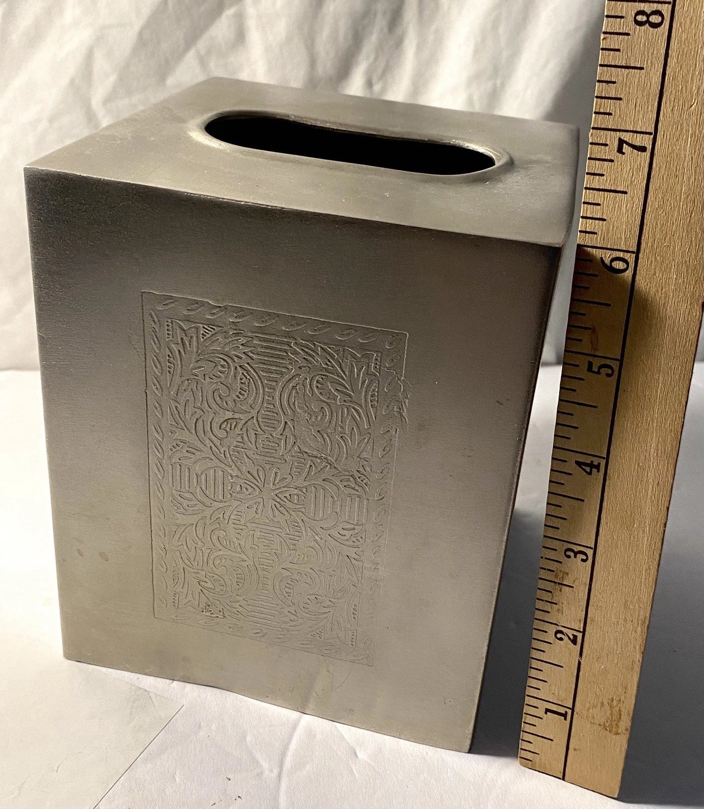 Silver Metal Tissue Box Cover With Design On 2 Sides | eBay