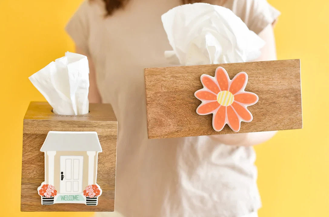 Happy Everything!™ - Mini Attachment Square Wood Tissue Box - HEV-W5TIS | eBay