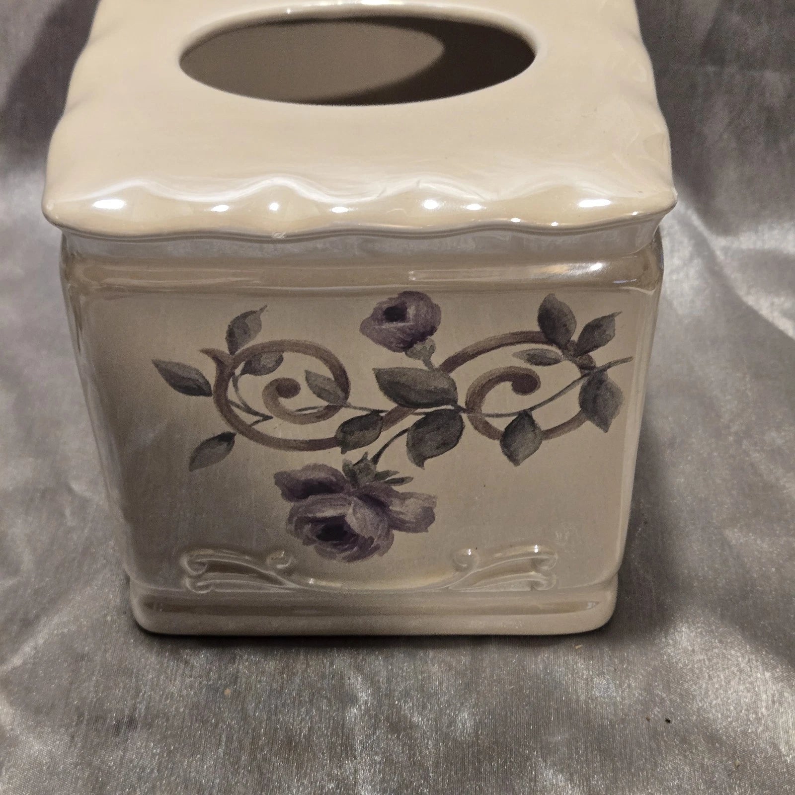 Crosscil TISSUE BOX COVER CASSIS CERAMIC FLORAL 6x6x6" | eBay