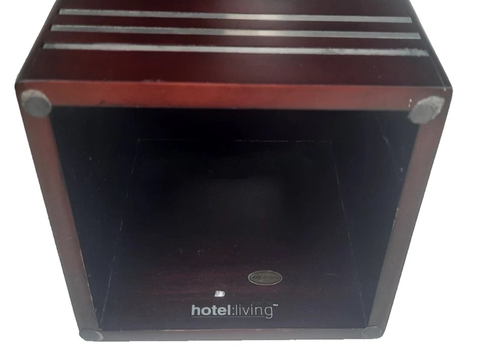 Tissue Square Box Holder Vanity Bathroom Dark Wood Brush Nickel Inlay Stripes | eBay