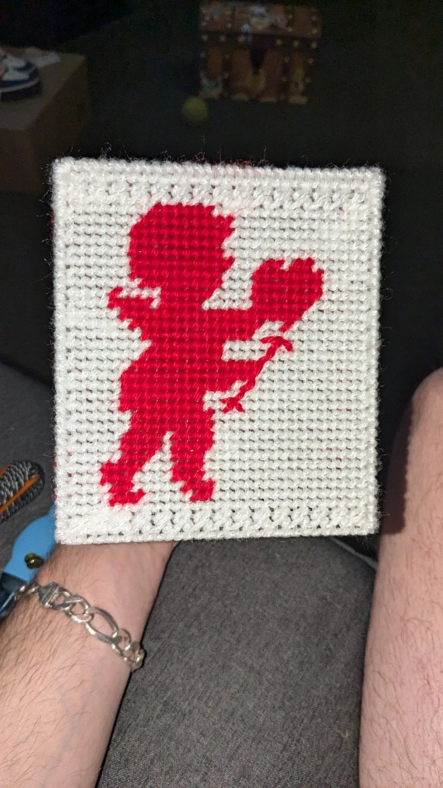 Handmade Artisan Valentine Needlepoint Boutique Tissue Box Cover Red White | eBay