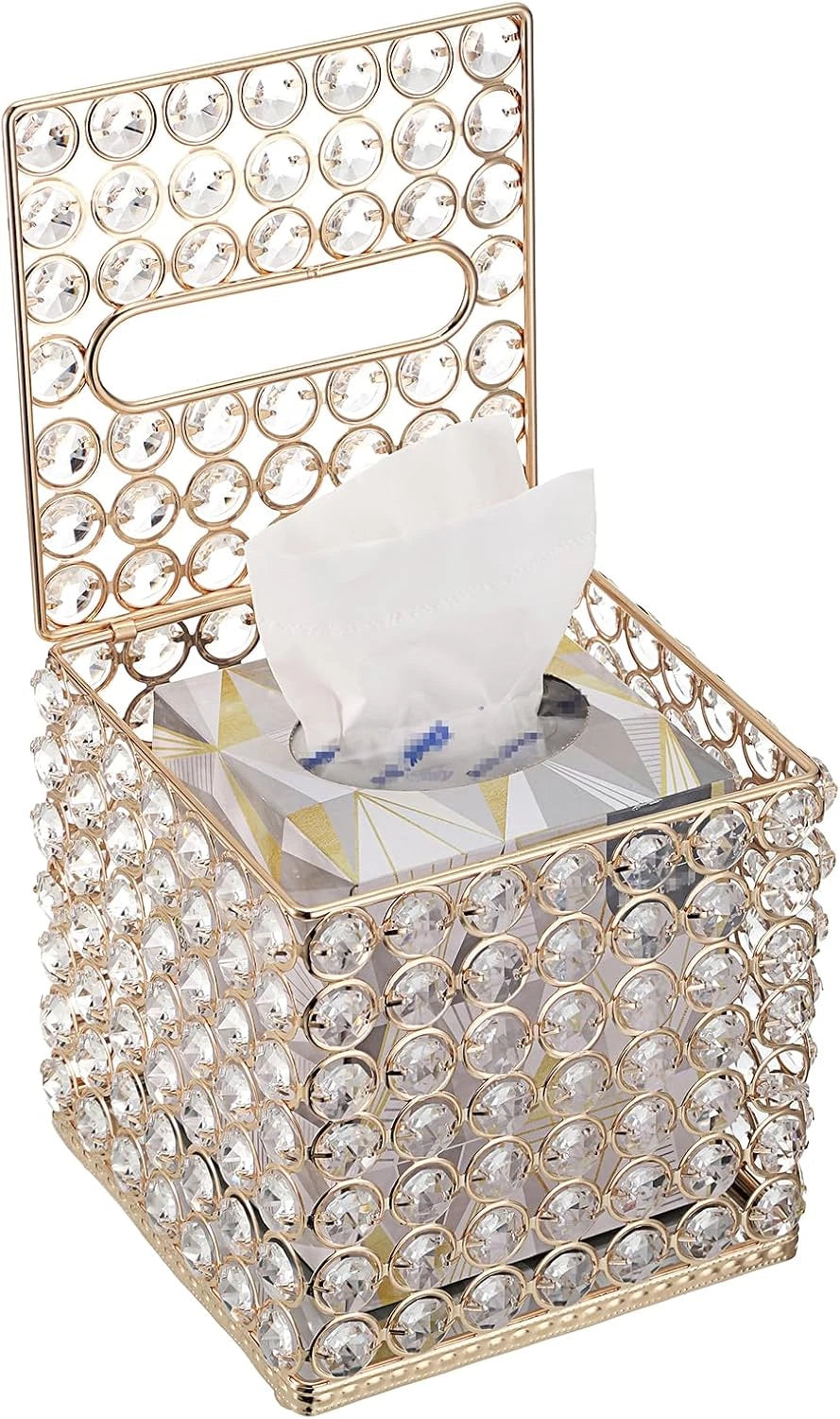 Crystal Square Tissue Box Cover - Sparkling Glass Cube Tissue Box Holder, Decora | eBay