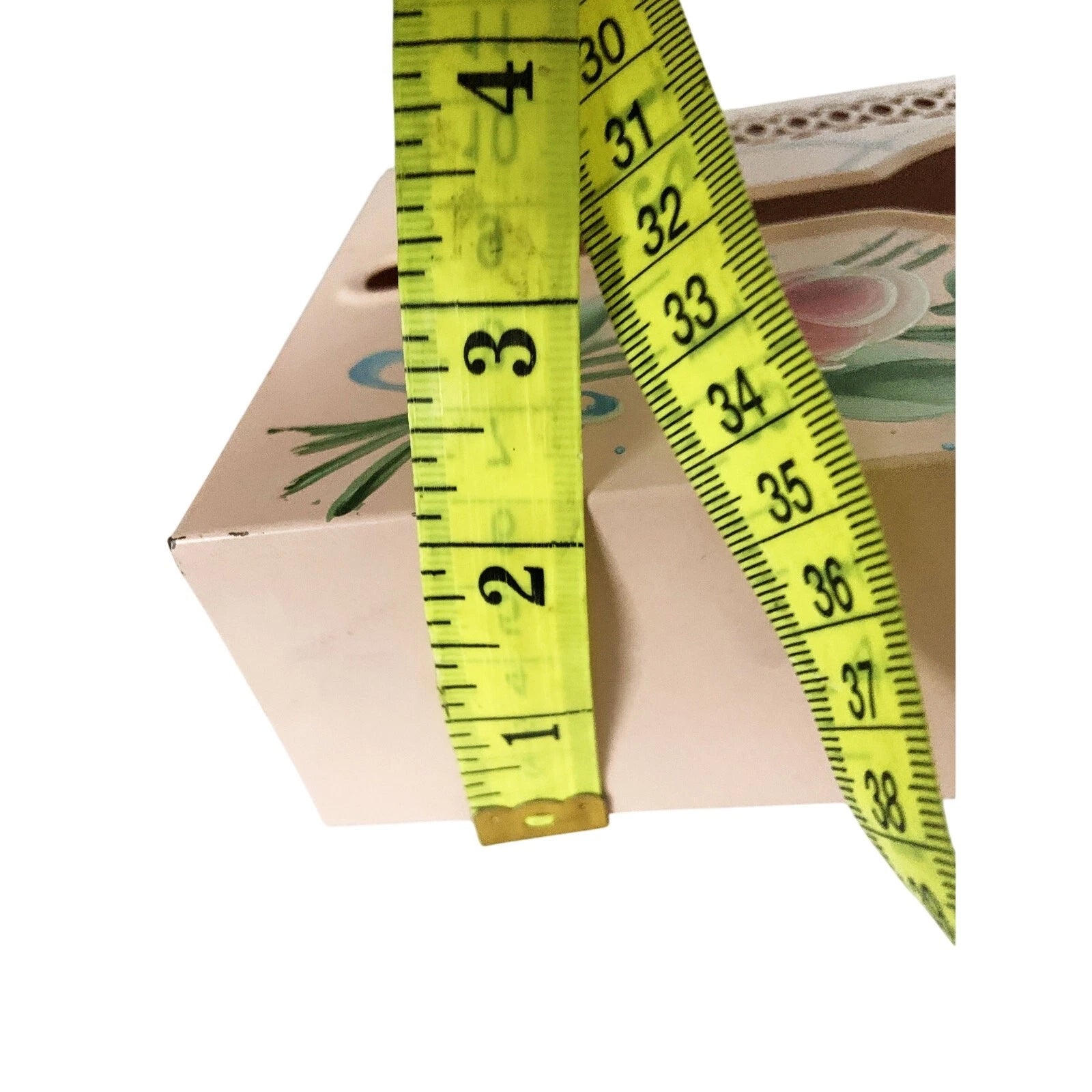 MCM Pink Tissue Box Holder Cover Hand Painted Tole Ware Metal Vanity Bath Vtg | eBay