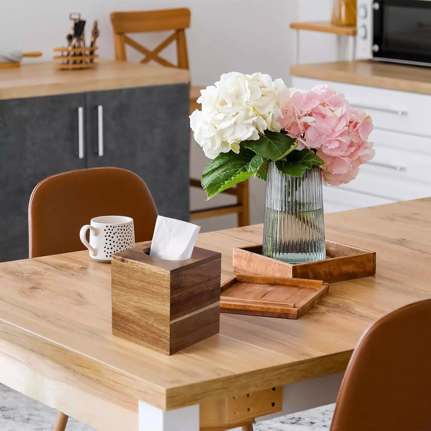 Tissue Box Cover Square - Acacia Wood Tissue Box Holder for Tabletop Night Stand | eBay