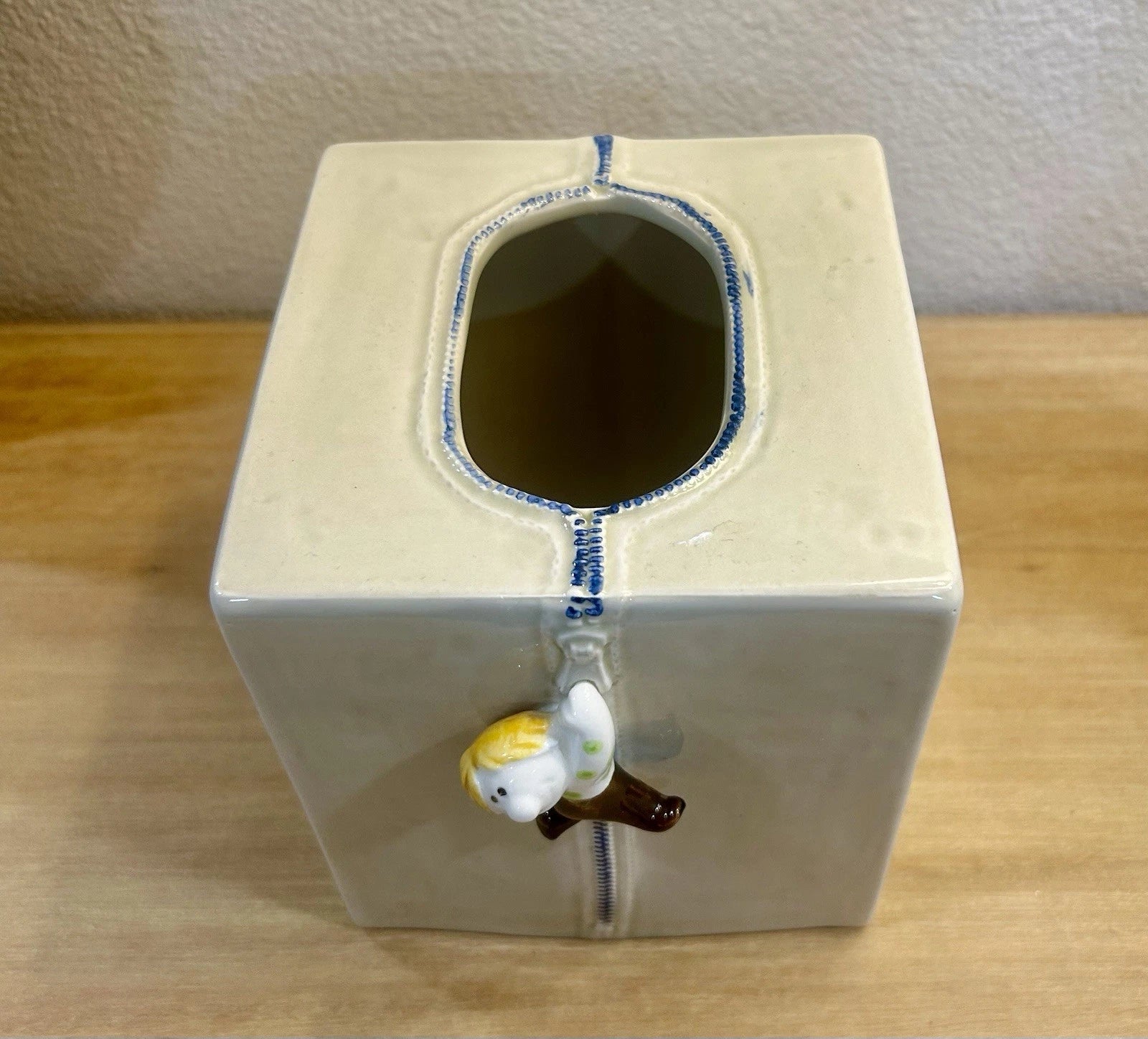 Fitz And Floyd Square Tissue Cover with Boy Hanging From Zipper | eBay