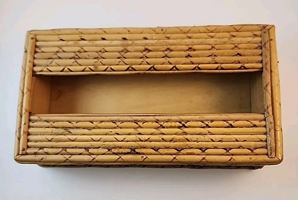 Boho Burnt Bamboo Rectangle Tissue Box Cover With Slid Out Bottom Tiki Bar | eBay