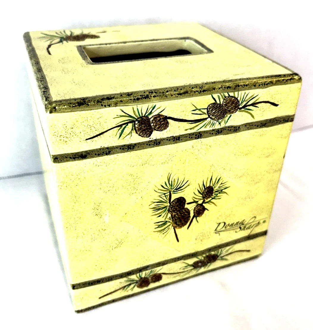 Designer Donna Sharp Rustic Yellow Pinecone Tissue Box Cover Resin | eBay