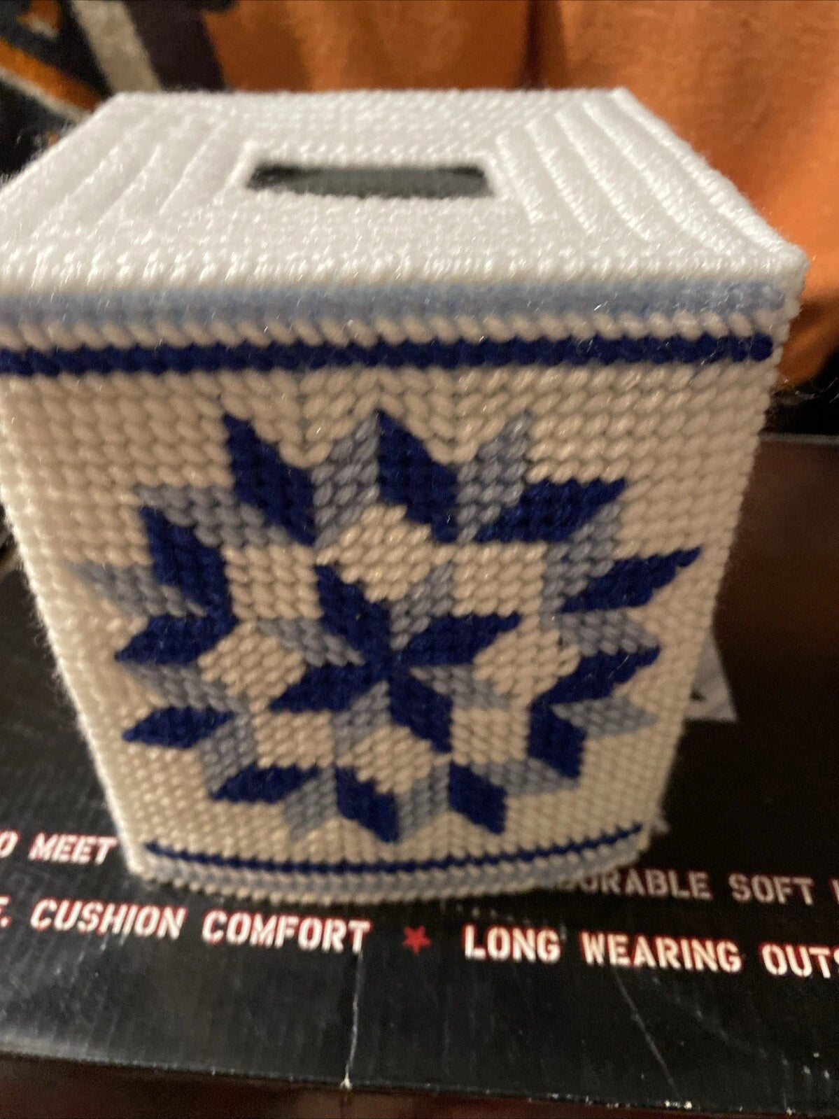 Handmade Tissue Box Cover Two- Tone Blue Abstract Design. New | eBay