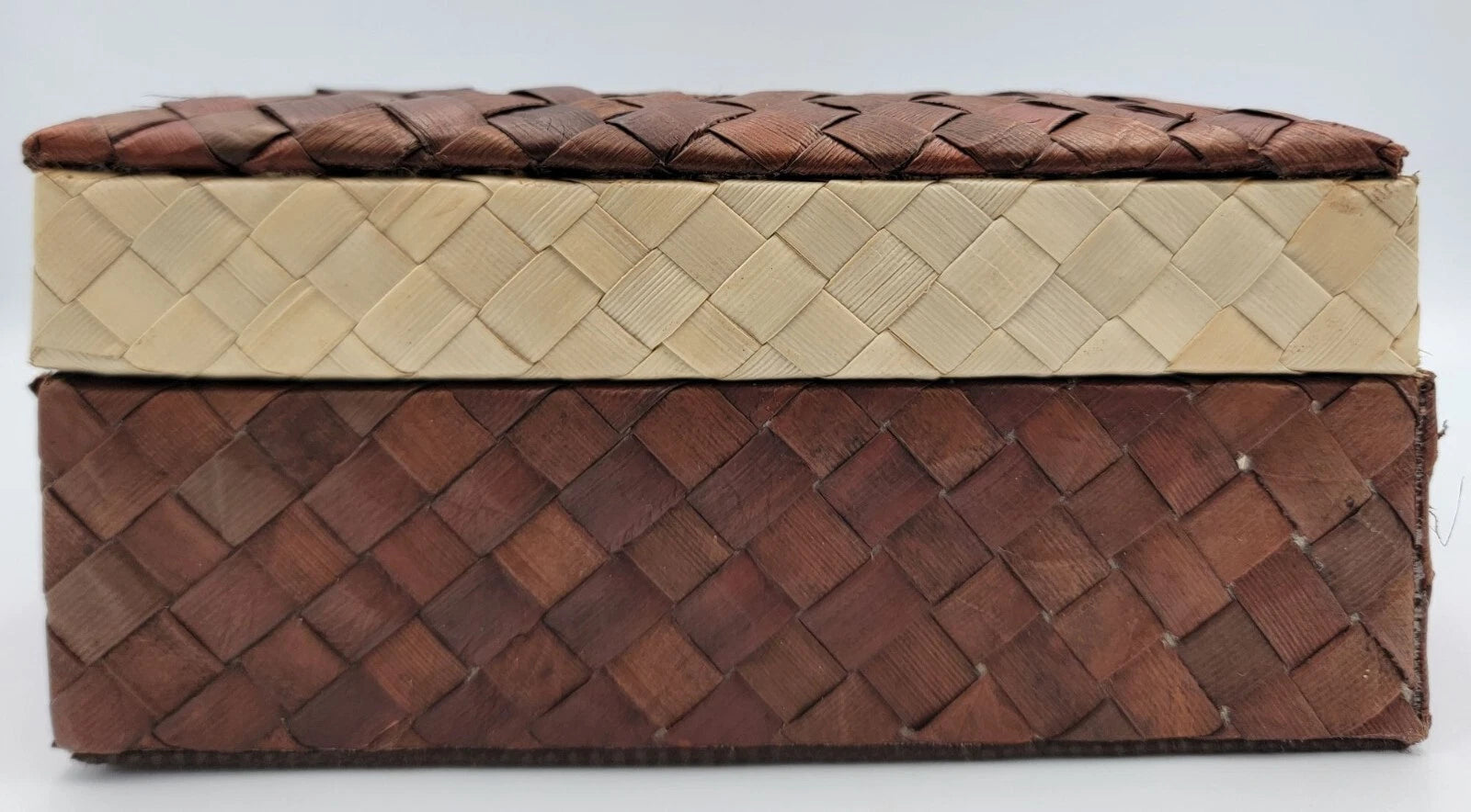 Retro Woven Rectangular Tissue Box Cover In Brown & Beige Natural Fiber Design | eBay