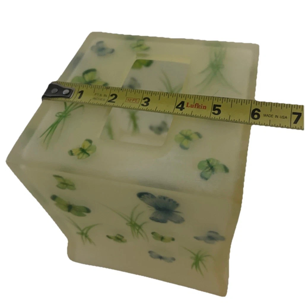 Glass Tissue Box Holder Butterflies Preowned Good Condition | eBay