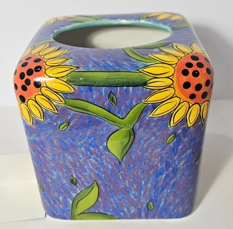 NIB VTG Terri Kern Designs Ceramic Tissue Cover Sunflower 2005 Bright Colors | eBay