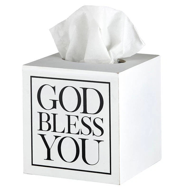 Square Tissue Box Cover White with Black Text Size 5.5in SQ x 5.75in H Pack of 2 | eBay