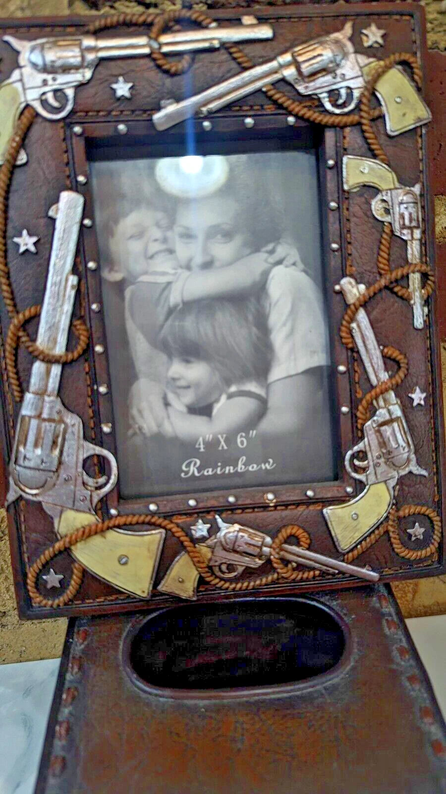 Rustic Western Wild Horses W/Gold Patterns Tissue Cover & Western Themed Frame | eBay