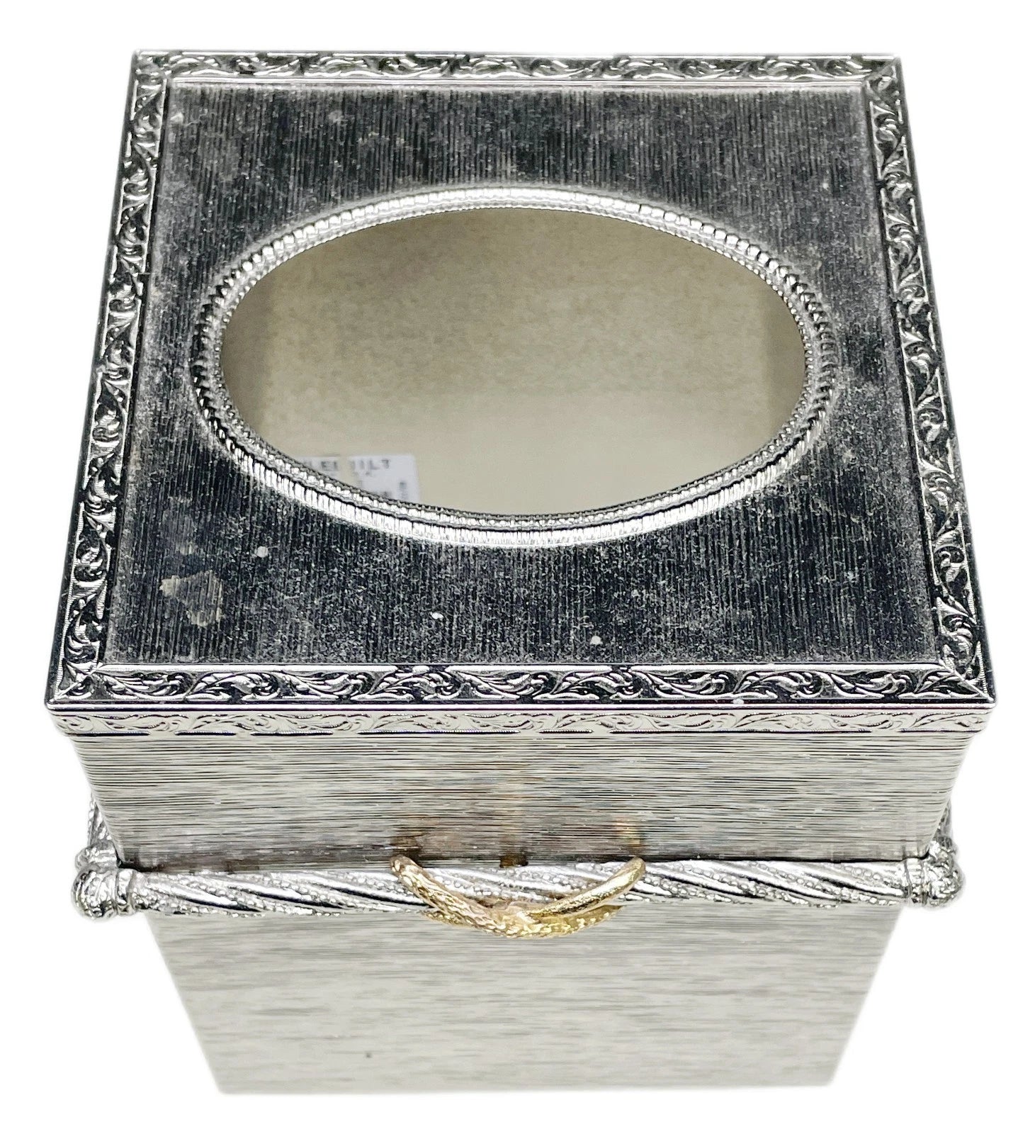 Metal Tissue Box Holder Two Tone Silver Gold Square Vtg USA | eBay