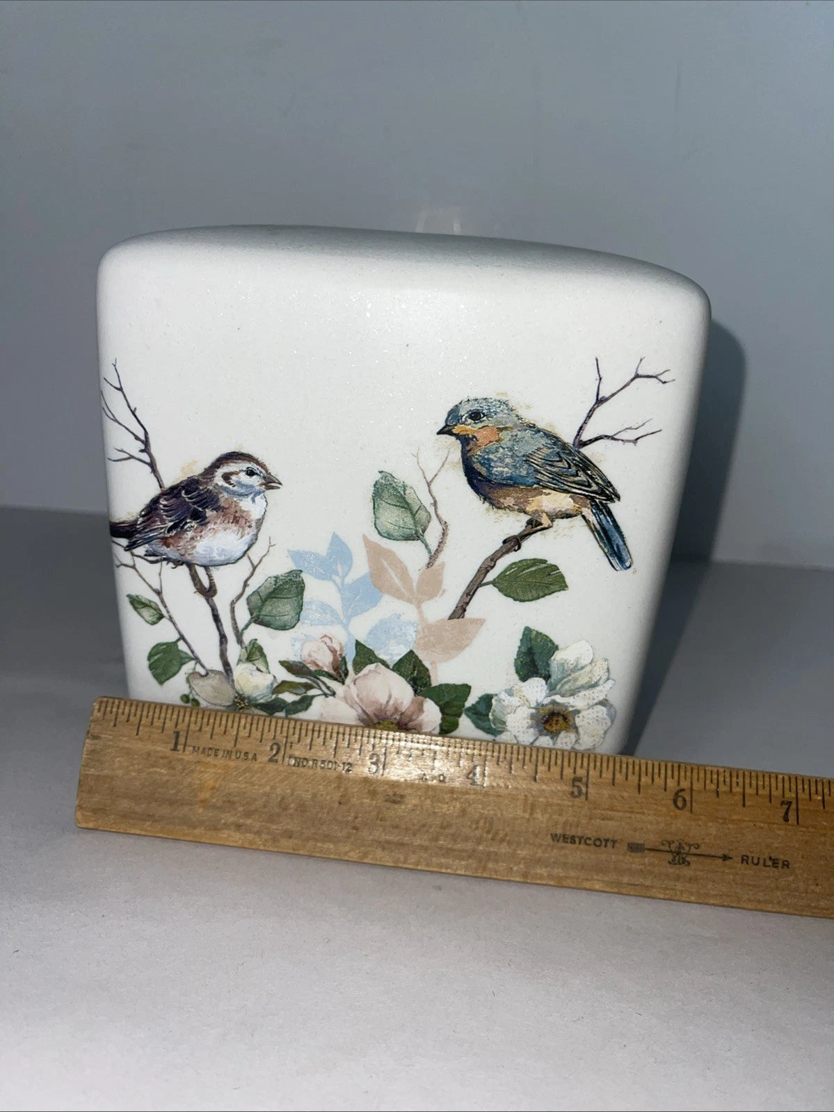 Avanti Love Tissue Box Cover Birds On Floral Branch 5.5” Square Heavyweight | eBay