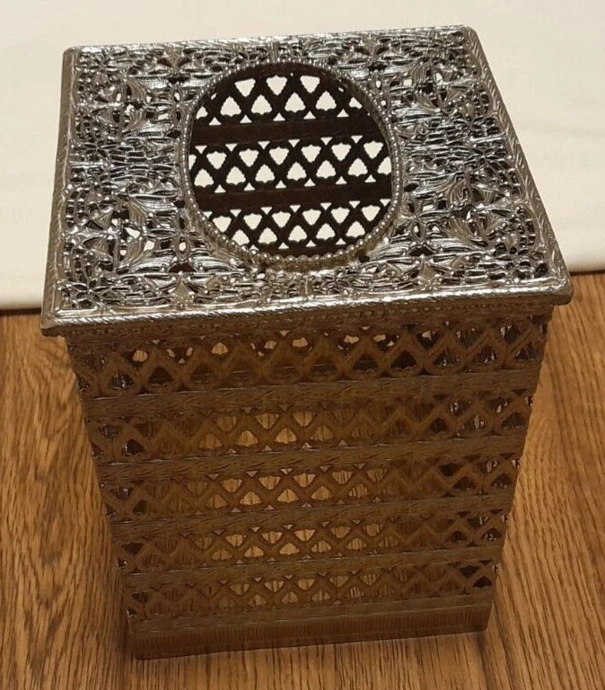 Lot Of 2 Vintage Gold Tone Hollywood Regency Metal Tissue Box Cover Holder | eBay