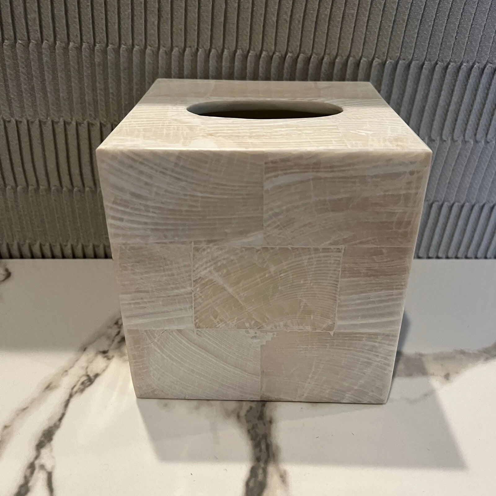 Pigeon & Poodle Palermo II Tissue Box Cover Faux Clamstone | eBay