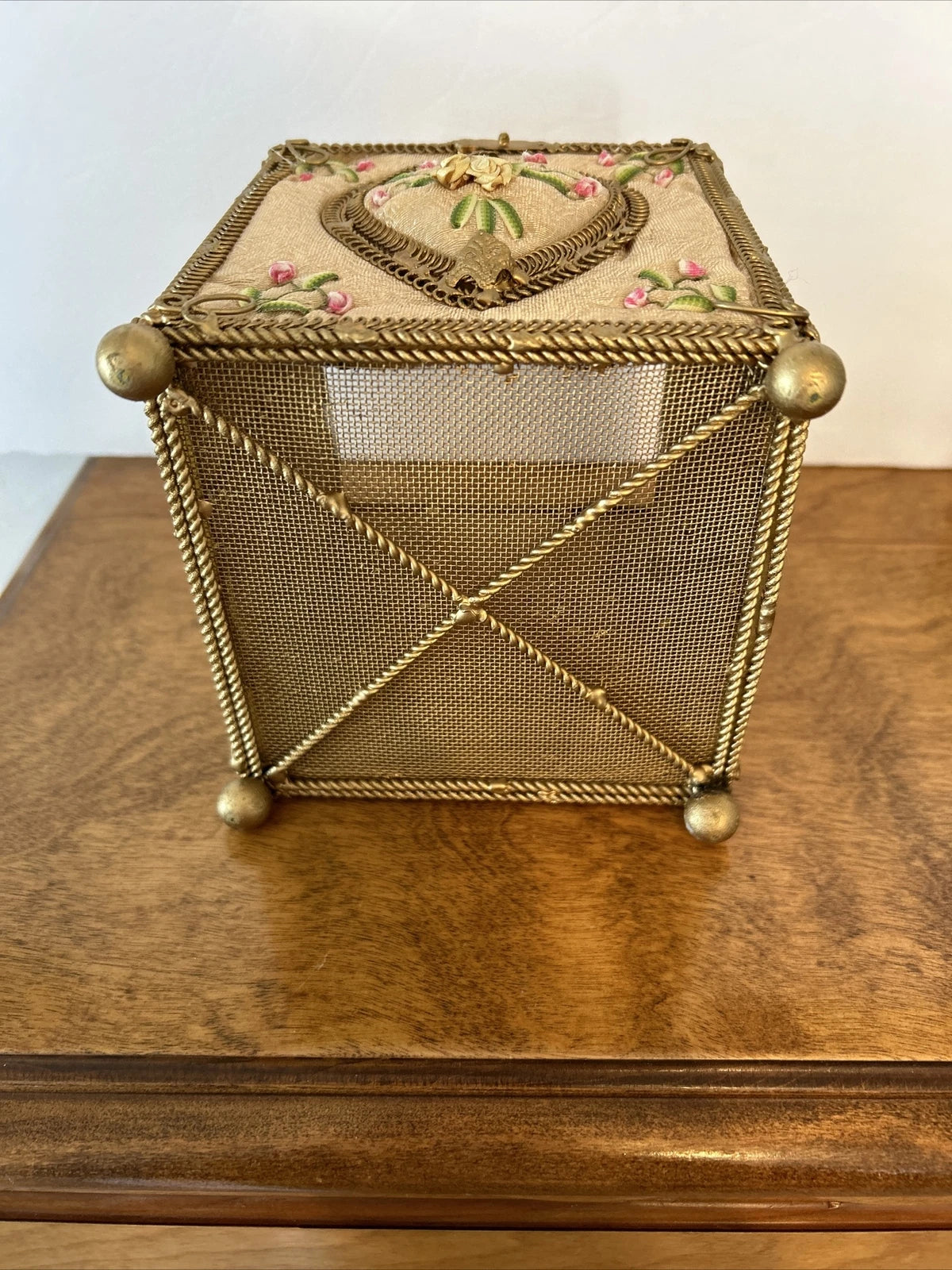 Victorian Style Tissue Box-Fabric-Ribbon Art/Gild Metal Frame | eBay